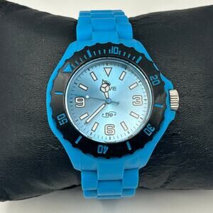 RAVE Blue Tone Rotating Bezel Women’s Analog Watch Working New Battery